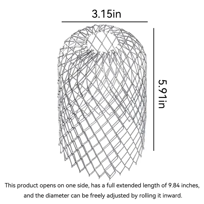 Expandable gutter strainer dimensions and adjustable open edge mesh