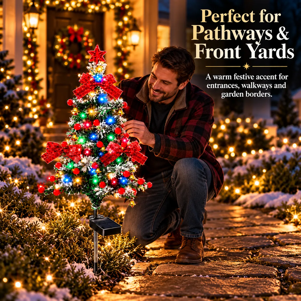 Solar cedar Christmas tree light questions and product reference