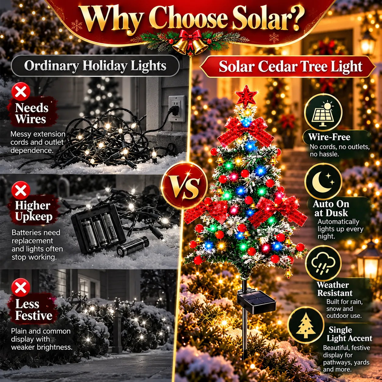 Outdoor Christmas lighting without extension cords