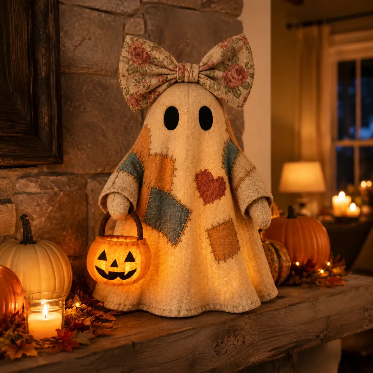 Lighted Vintage Patchwork Ghost Lighted Vintage Patchwork Ghost
