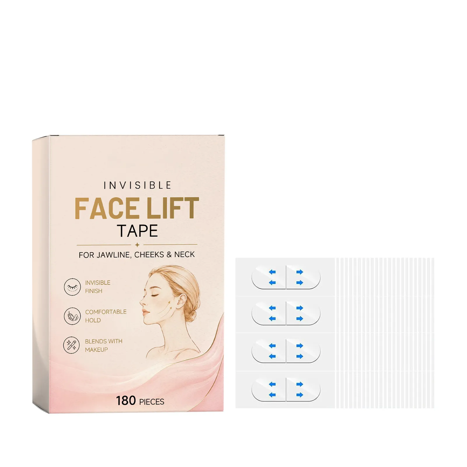 Invisible Face Lift TapeThin Comfortable Facial Contour Tape Daily Makeup‑assisted Facial Patches - 180 PIECES