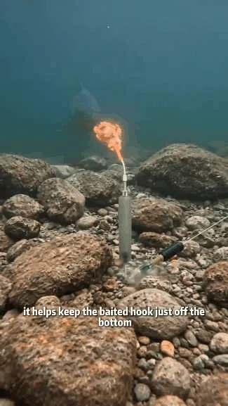 Off-bottom floating fishing rig in use underwater